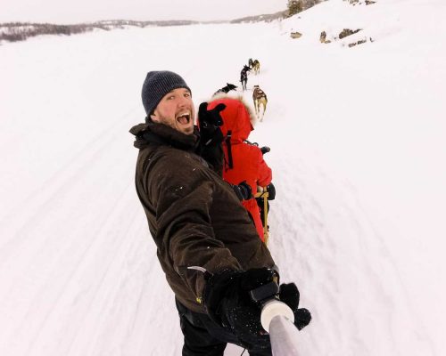 Kevin Wagar dogsledding in Yellowknife, Northwest Territories