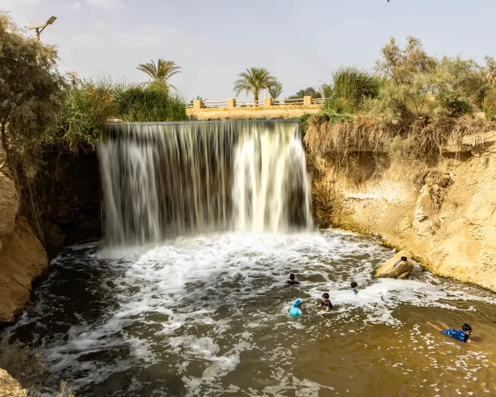 Children swimming in Wadi El Rayan Egypt