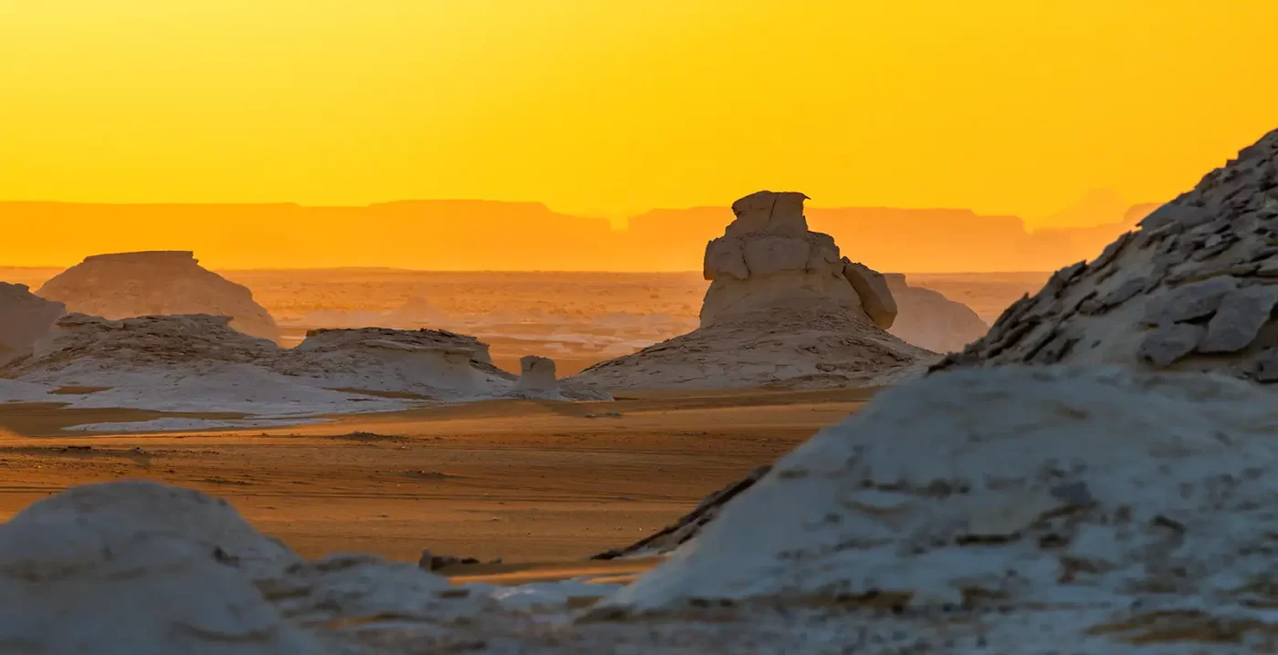 Sunset over the White Desert in Egypt